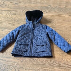 Kids Quilted Hooded Jacket - Navy Blue